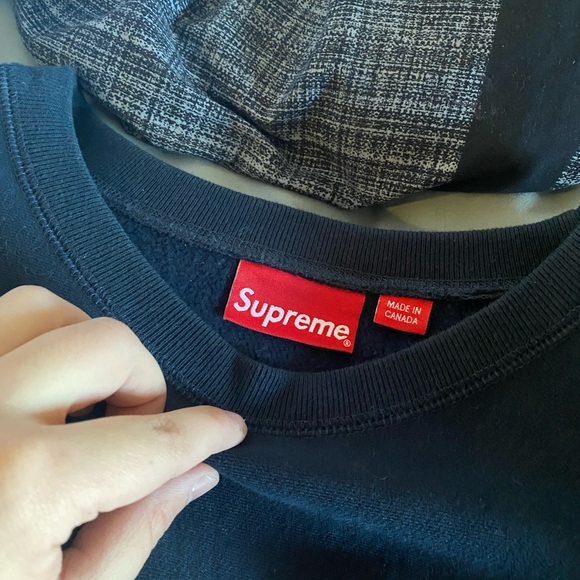 Supreme Box Logo Crewneck Navy/Navy FW18 Size M - Picture 4 of 5